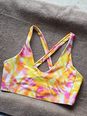 Carbon38 Tie-Dye Yellow Pink Sports Bra